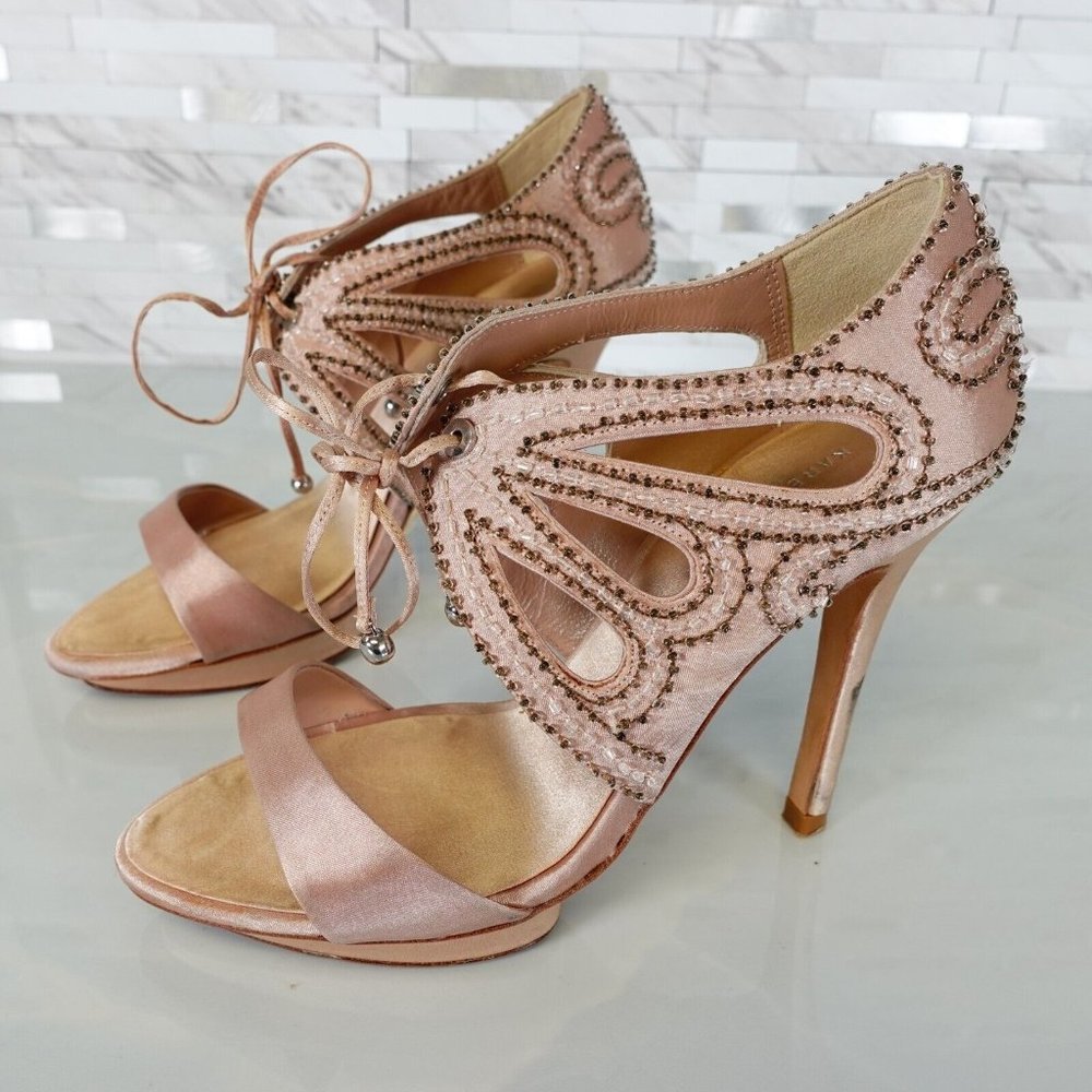Y2K Whimsical Butterfly Pumps KAREN MILLEN 36 6 Pink Glam Beaded Sexy Stiletto
